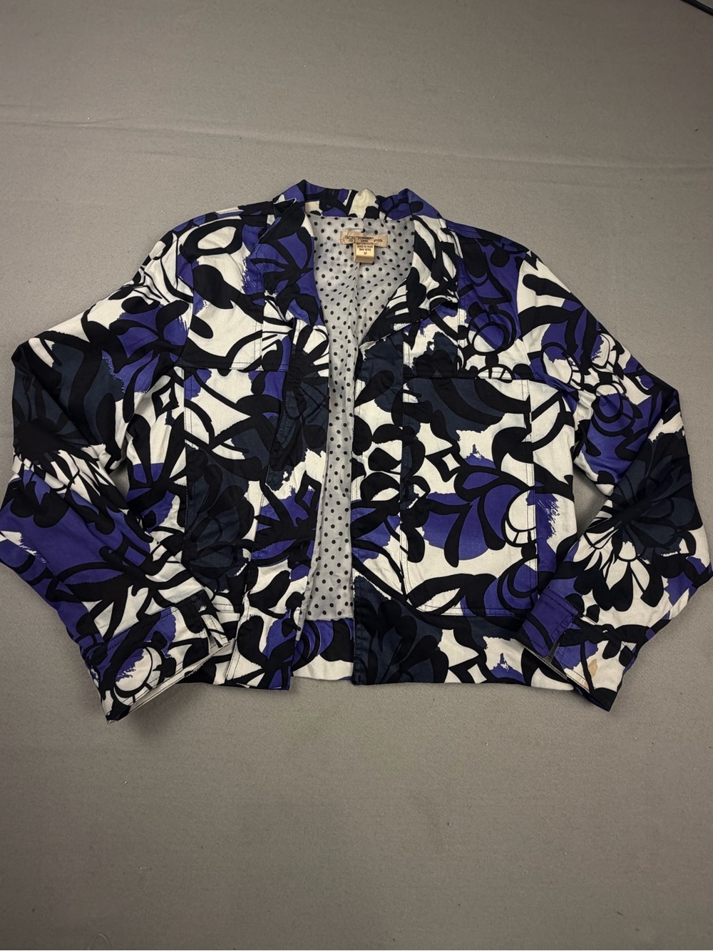 Patrick Christopher Floral-Print Purple & Black Crop Jean Jacket M